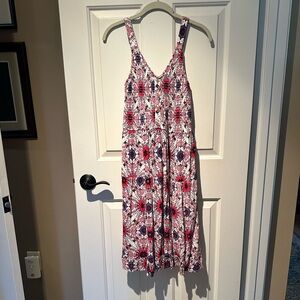 Floral Midi Sundress- Red, White and Blue. Size medium